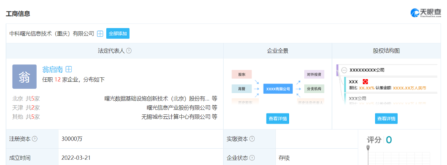 中科曙光深化區域布局，投資3億在重慶成立新公司加碼計算產業